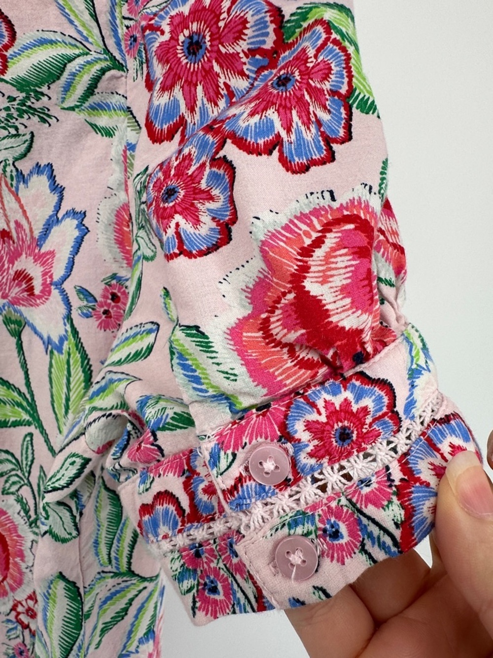 Crown&Ivy Boho Cottagecore Romantic Southern Belle Chic Floral Pink Blouse SzL - Picture 9 of 12